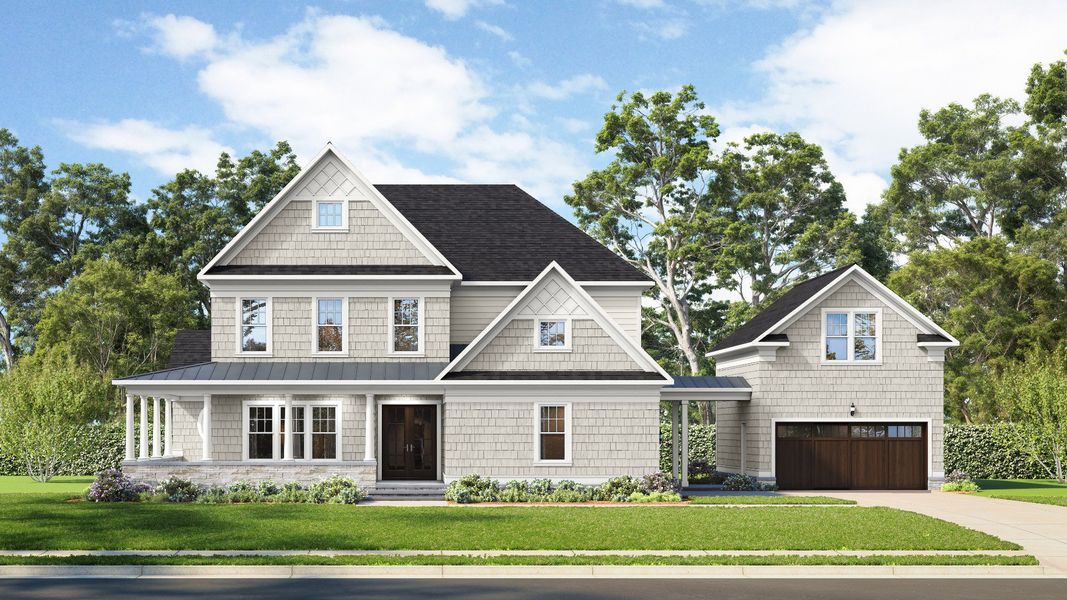 Representative exterior photo of a completed home built from the Olmstead by DRB Homes in Verdant, Alpharetta, GA (Image 2). Representative exterior photo of a completed home built from the Olmstead by DRB Homes in Verdant, Alpharetta, GA (Image 2).