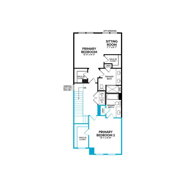 2D floor plan layout for the Lennox by Brookfield Residential in Townhomes at Wendell Falls, Wendell, NC (Image 25).