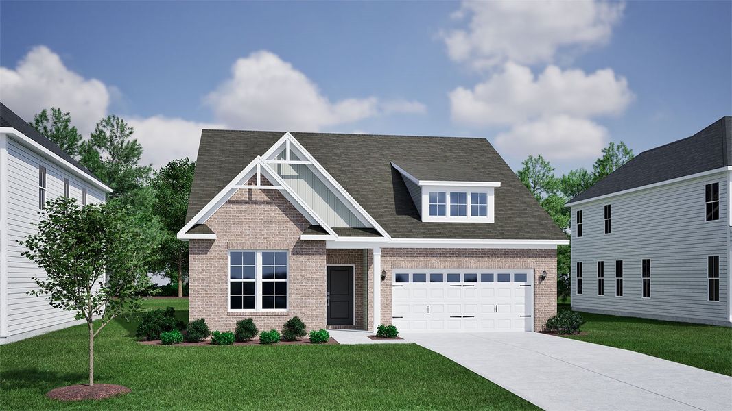 Representative exterior photo of a completed home built from the Davis - Vanguard Collection by Mungo Homes in Ovation at Sweetbrier, Durham, NC (Image 13).
