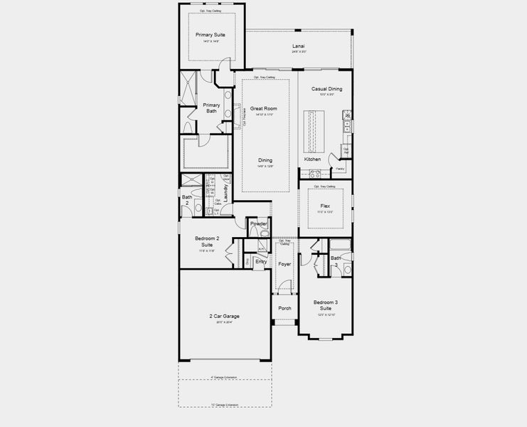 2D floor plan layout for the Lazio II by Taylor Morrison in Esplanade at St. Marys, St. Marys, GA (Image 4).