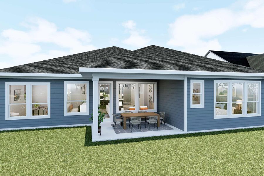 Representative exterior details of a home built from the The Brunsville by David Weekley Homes in Beacon Point at Lago Mar - Overlook Collection, Texas City (Image 3).