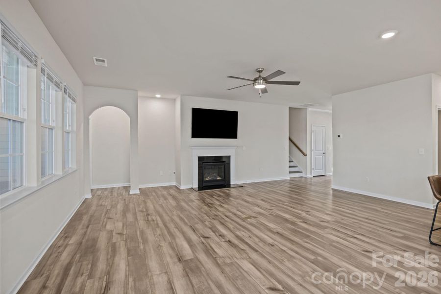 Plenty of room plus architectural details such as arched doorways, recessed furniture coves and specialty moldings.