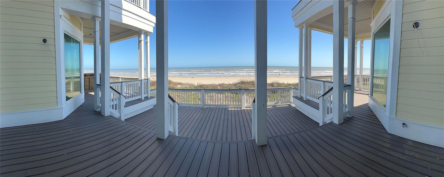 Panoramic of first floor Deck ocean view. Panoramic of first floor Deck ocean view.