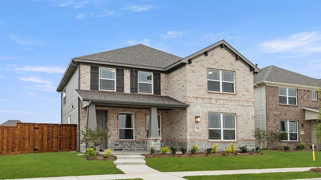 Front exterior of a new home in Waterscape 40s, Royse City, TX, highlighting curb appeal (Image 17). Front exterior of a new home in Waterscape 40s, Royse City, TX, highlighting curb appeal (Image 17).