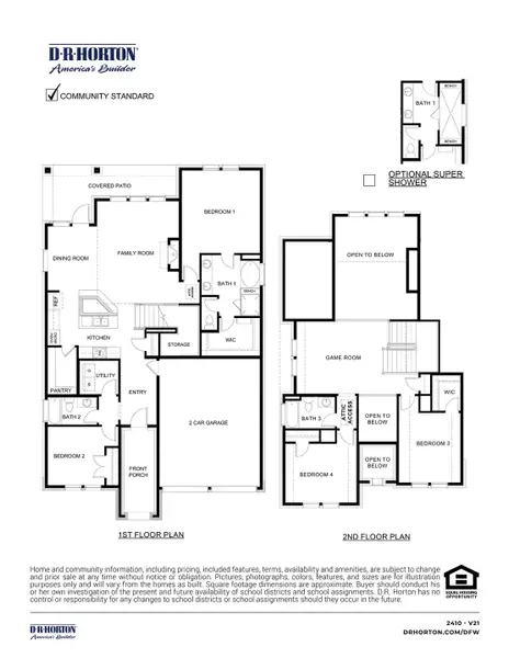2D floor plan layout for the Mesa by D.R. Horton in Peachtree Meadows, Rockwall, TX (Image 3).
