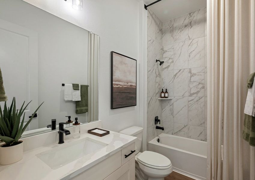 The secondary bathrooms have plenty of room. The secondary bathrooms have plenty of room.