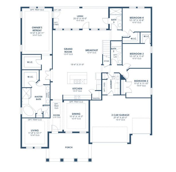 2D floor plan layout for the Key Largo II by Homes by WestBay in Hawkstone, Lithia, FL (Image 3). 2D floor plan layout for the Key Largo II by Homes by WestBay in Hawkstone, Lithia, FL (Image 3).