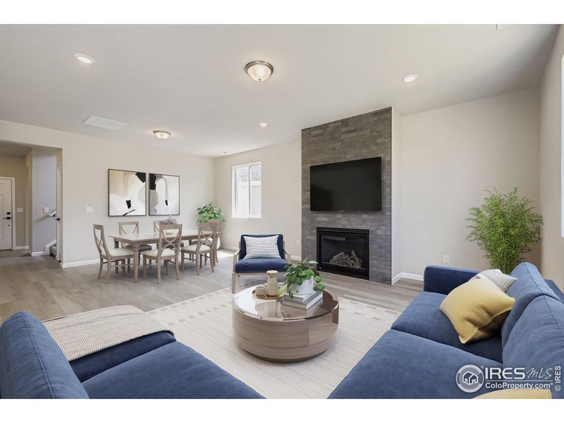 Great room with fireplace