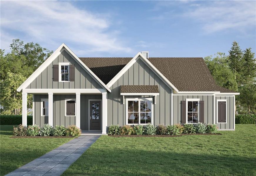 Front exterior of a new home in Blue Mountain Creek, Morganton, GA, highlighting curb appeal (Image 1). Front exterior of a new home in Blue Mountain Creek, Morganton, GA, highlighting curb appeal (Image 1).