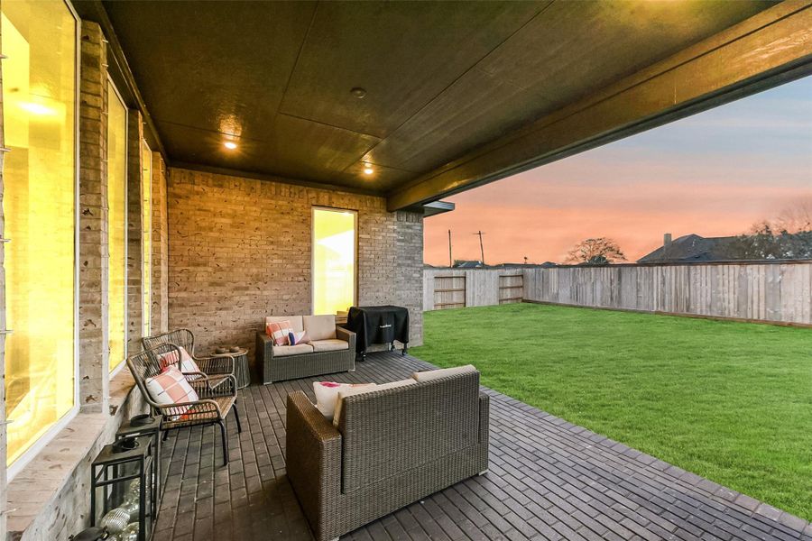Exterior details and patio area of a home in Avalon at Friendswood, Friendswood (Image 4).
