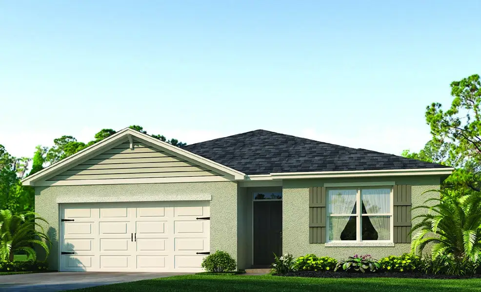 Front exterior of a new home in Preston Cove, St. Cloud, FL, highlighting curb appeal (Image 2).