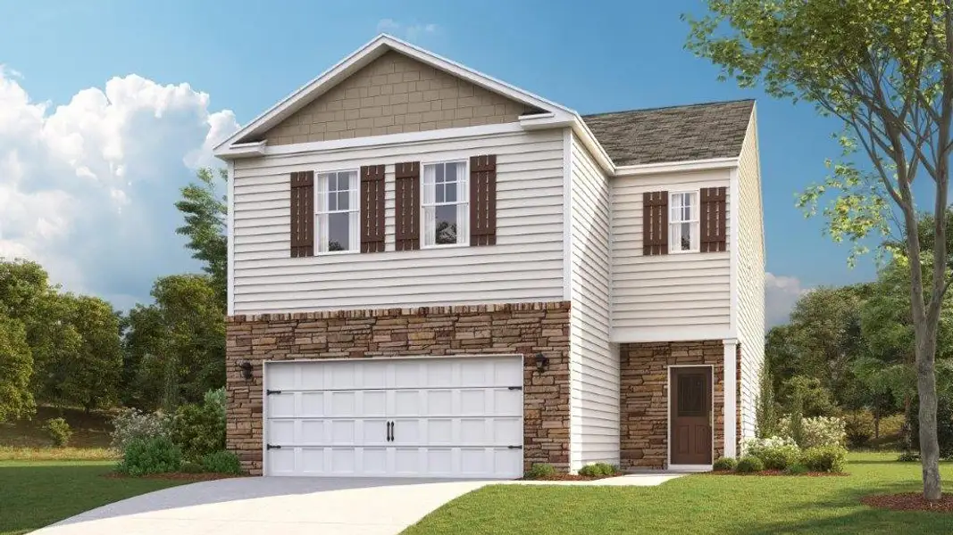 Representative exterior photo of a completed home built from the Elston by D.R. Horton in Fieldcrest Acres, Blountville, TN (Image 1). Representative exterior photo of a completed home built from the Elston by D.R. Horton in Fieldcrest Acres, Blountville, TN (Image 1).