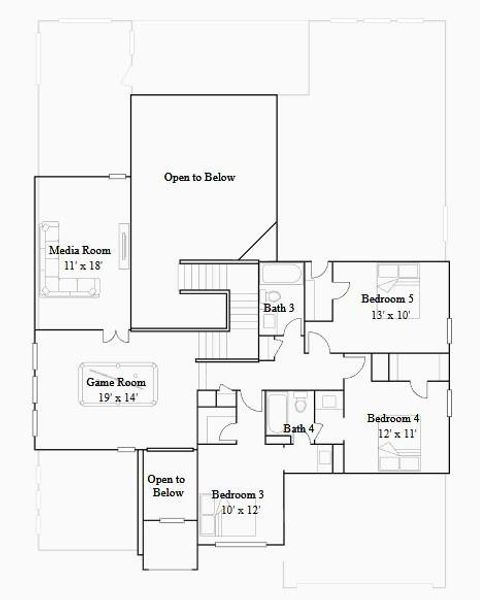2D floor plan layout of this home in Bridgeland: Wentworth Collection, Cypress, TX (Image 3).