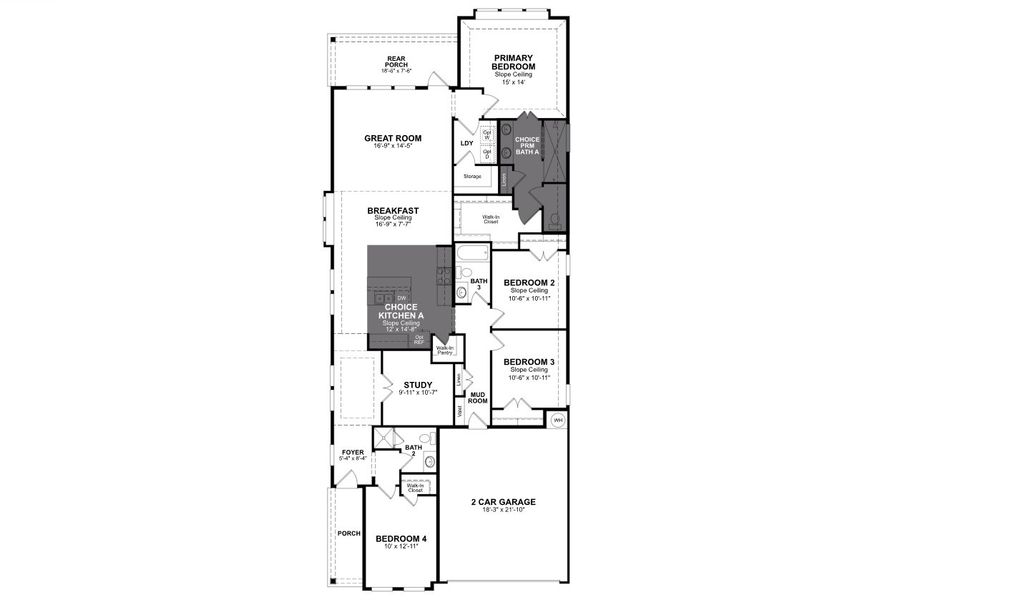 2D floor plan layout for the Abilene by Beazer Homes in Copia Pines, Montgomery, TX (Image 3).