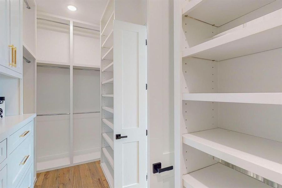 Main Spacious closet featuring light hardwood / wood-style flooring