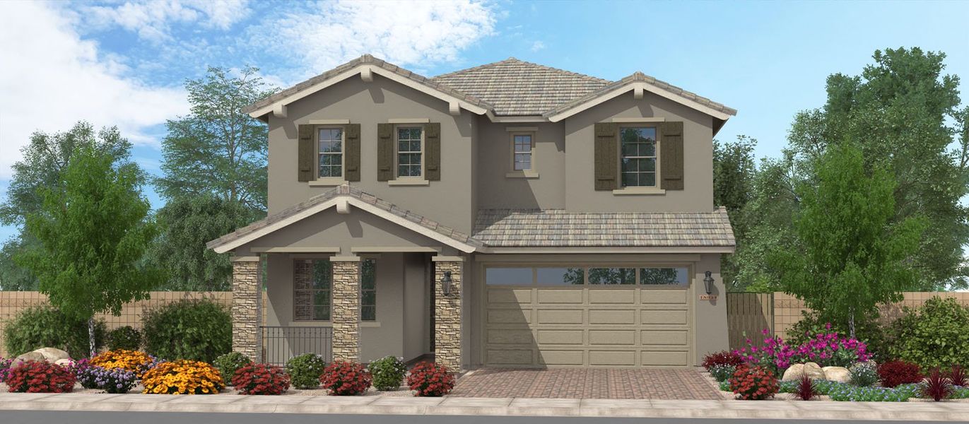Representative exterior photo of a completed home built from the Tamber Bey by Fulton Homes in Calistoga at Enclave, Litchfield Park, AZ (Image 7).