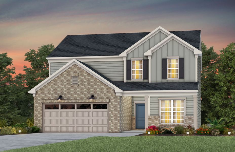 Front exterior of a new home in Kinsdale, Lancaster, SC, highlighting curb appeal (Image 2). Front exterior of a new home in Kinsdale, Lancaster, SC, highlighting curb appeal (Image 2).