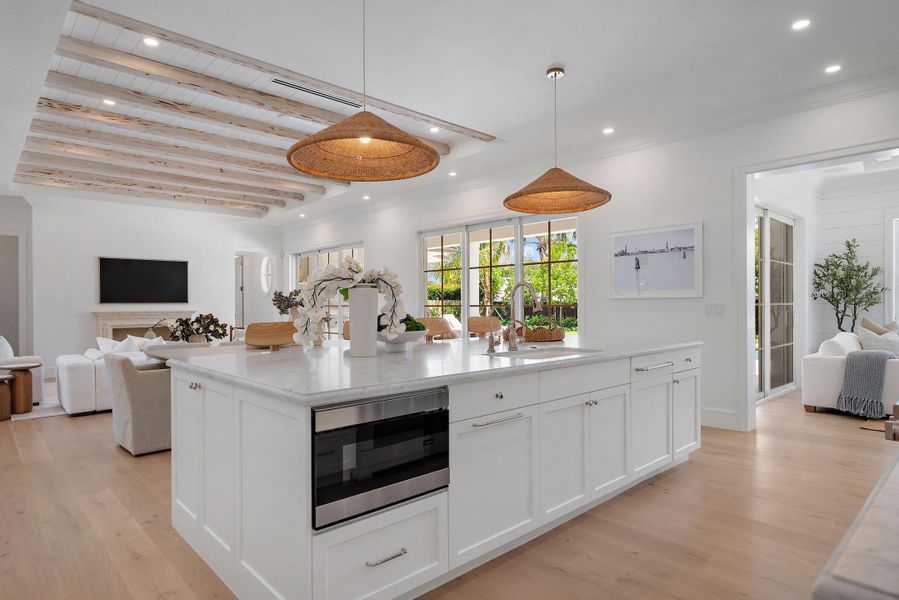 Kitchen Island with microwave drawer