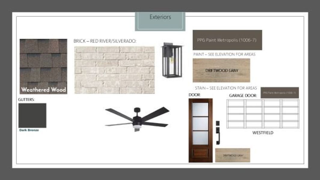 Sample of building materials used in homes in Rio Vista at Kelly Ranch, Aledo (Image 21).