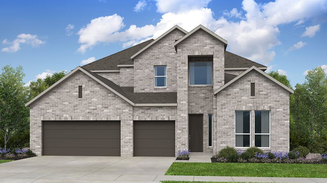 Representative exterior photo of a completed home built from the Travis by Taylor Morrison in Silverleaf 60s, Cedar Creek, TX (Image 1).