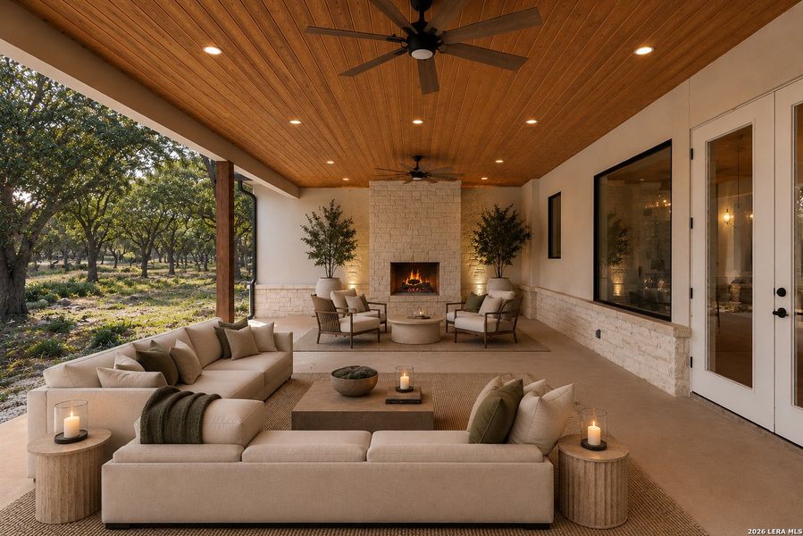 Exterior details and patio area of a home in , New Braunfels (Image 28).