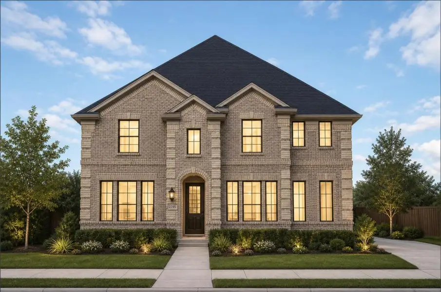 Representative exterior photo of a completed home built from the Royal Oak by Grand Homes in Edgewater, Fate, TX (Image 17). Representative exterior photo of a completed home built from the Royal Oak by Grand Homes in Edgewater, Fate, TX (Image 17).