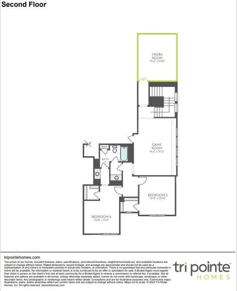 2D floor plan layout of this home in Woodson’s Reserve, Spring, TX (Image 4).