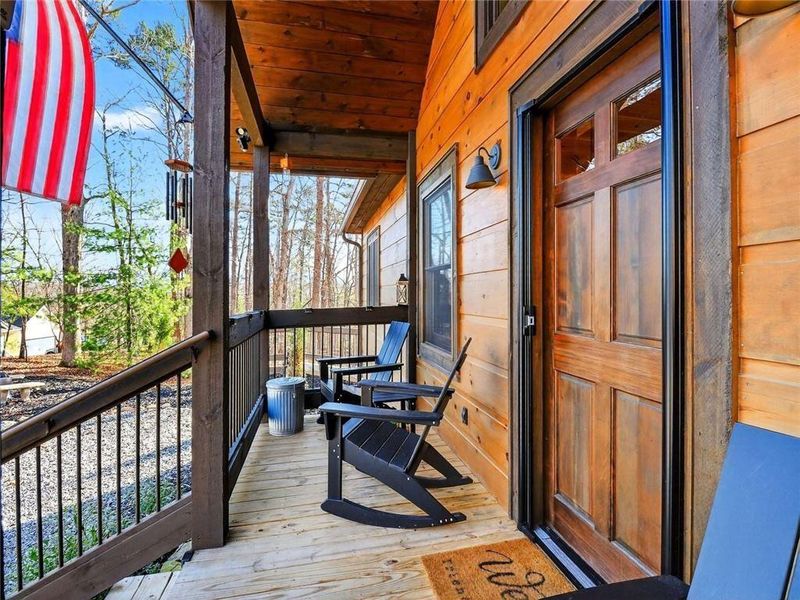 Exterior details and patio area of a home in , Ellijay (Image 35).
