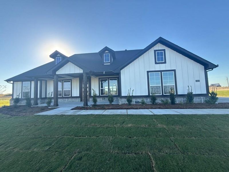 Front exterior of a new home in Clear Sky Addition, Valley View, TX, highlighting curb appeal (Image 2). Front exterior of a new home in Clear Sky Addition, Valley View, TX, highlighting curb appeal (Image 2).