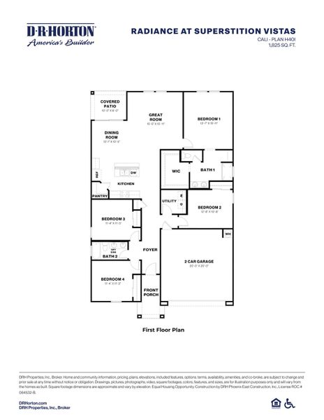 2D floor plan layout of this home in Radiance at Superstition Vistas, Apache Junction, AZ (Image 3).