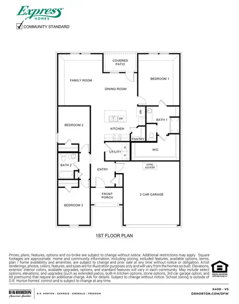 2D floor plan layout of this home in Stonewyck Farms, Ennis, TX (Image 2).