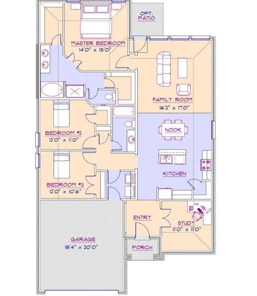 2D floor plan layout for the Cypress III by Altura Homes in Summerwood, Red Oak, TX (Image 1).