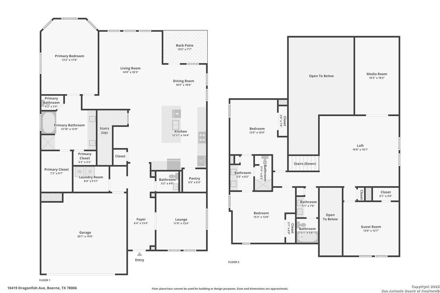 2D floor plan layout of this home in Fox Falls, Boerne, TX (Image 3).
