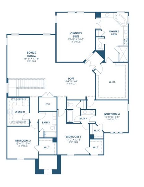 2D floor plan layout for the Westshore II by Homes by WestBay in Pasadena Woods, Wesley Chapel, FL (Image 4).