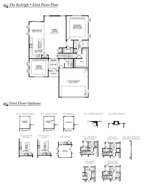 2D floor plan layout for the Raleigh by Eastwood Homes in Oakley Pointe, Moncks Corner, SC (Image 3).