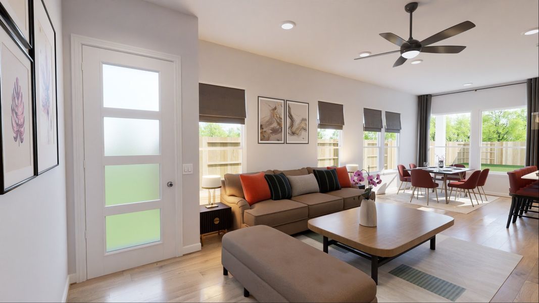 Representative furnished interior of a home built from the Juliana by New Home Co. in The Duets Collection at Novel, Austin (Image 6). Representative furnished interior of a home built from the Juliana by New Home Co. in The Duets Collection at Novel, Austin (Image 6).