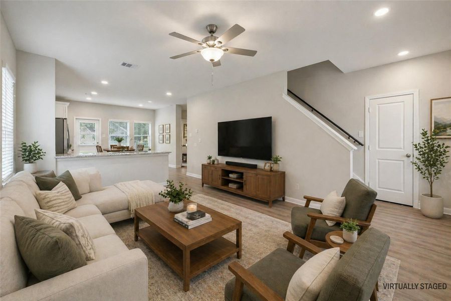 Virtually staged photo of living room