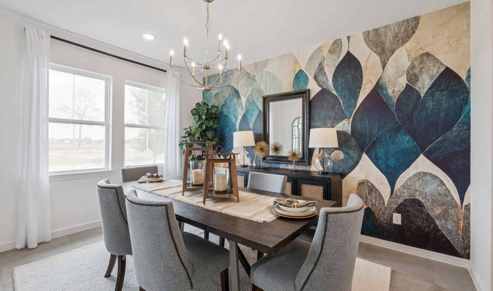 Dining room with chandelier Dining room with chandelier