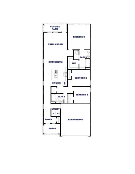 2D floor plan layout for the Caroline by D.R. Horton in Indian Springs, Crosby, TX (Image 5).