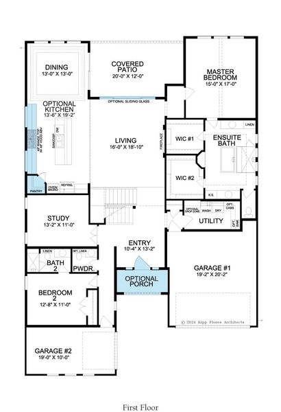 2D floor plan layout for the Beaumont by Landon Homes in Dominion Estates, Frisco, TX (Image 5).
