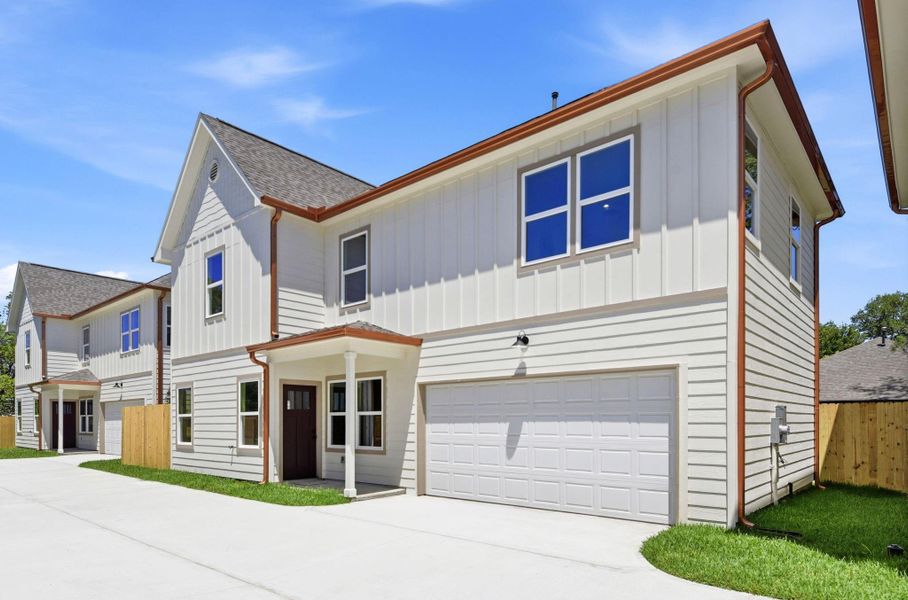 Front exterior of a new home in , Houston, TX, highlighting curb appeal (Image 21). Front exterior of a new home in , Houston, TX, highlighting curb appeal (Image 21).
