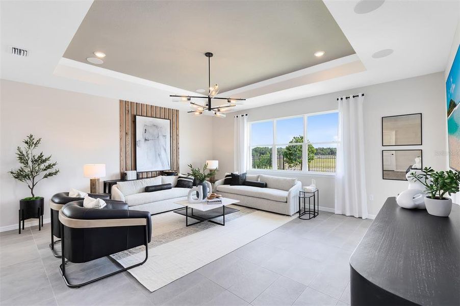 Model Home Design Only. Pictures and furnishings are for illustrative purposes only. Elevations, colors and options may vary. Furniture is for model home staging only.