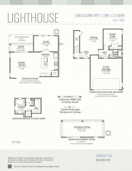 2D floor plan layout for the Lighthouse by Riverside Homes in Mariposa at EverRange 40' Series, Jacksonville, FL (Image 4).