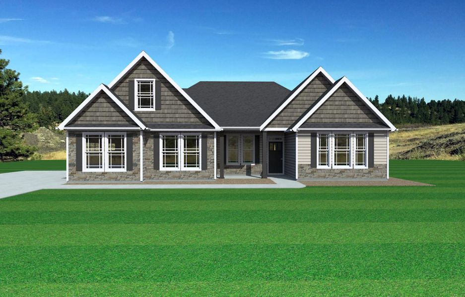 Representative exterior photo of a completed home built from the Hartford Elite by Enchanted Homes in Smokey Hills, Campobello, SC (Image 21).