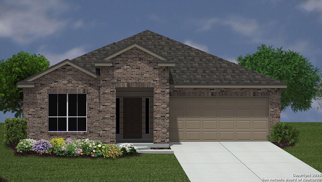 Front exterior of a new home in Riverstone at Westpointe, San Antonio, TX, highlighting curb appeal (Image 1). Front exterior of a new home in Riverstone at Westpointe, San Antonio, TX, highlighting curb appeal (Image 1).