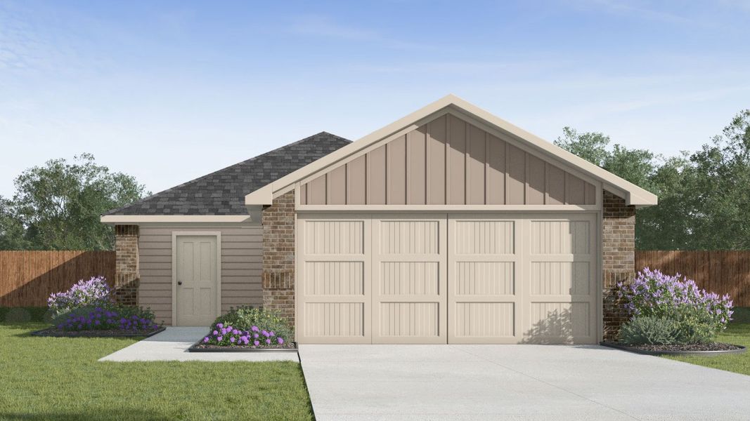 Representative exterior photo of a completed home built from the Atlanta by D.R. Horton in Mill Creek, Magnolia, TX (Image 1).