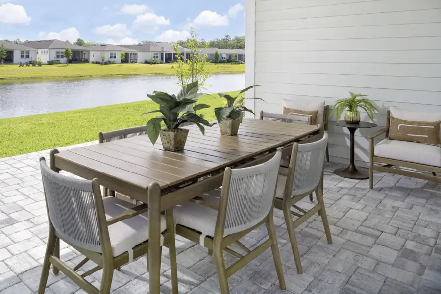 Exterior details and patio area of a home in RiverTown - WaterSong, St. Johns (Image 4).