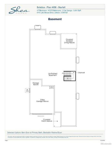 2D floor plan layout of this home in Stargaze at Solstice, Littleton, CO (Image 6).