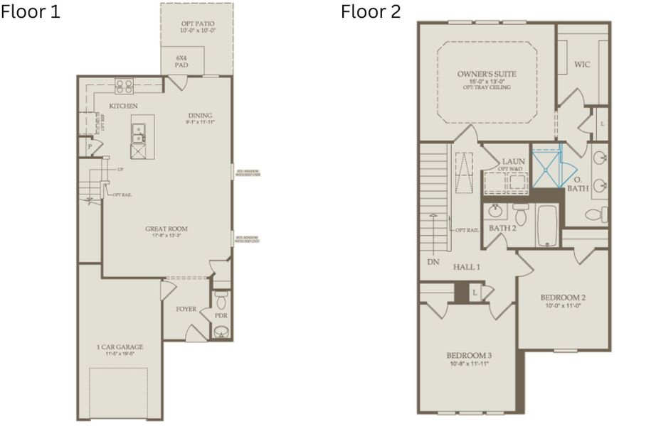 2D floor plan layout of this home in Saunders Farm, Willow Spring, NC (Image 4). 2D floor plan layout of this home in Saunders Farm, Willow Spring, NC (Image 4).