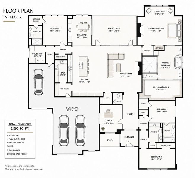 2D floor plan layout of this home in , Conroe, TX (Image 3).